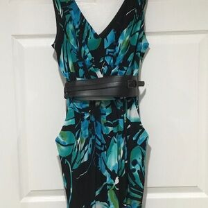 Bisou Bisou Blue Sheath Cocktail Dress V-Neck Sleeveless